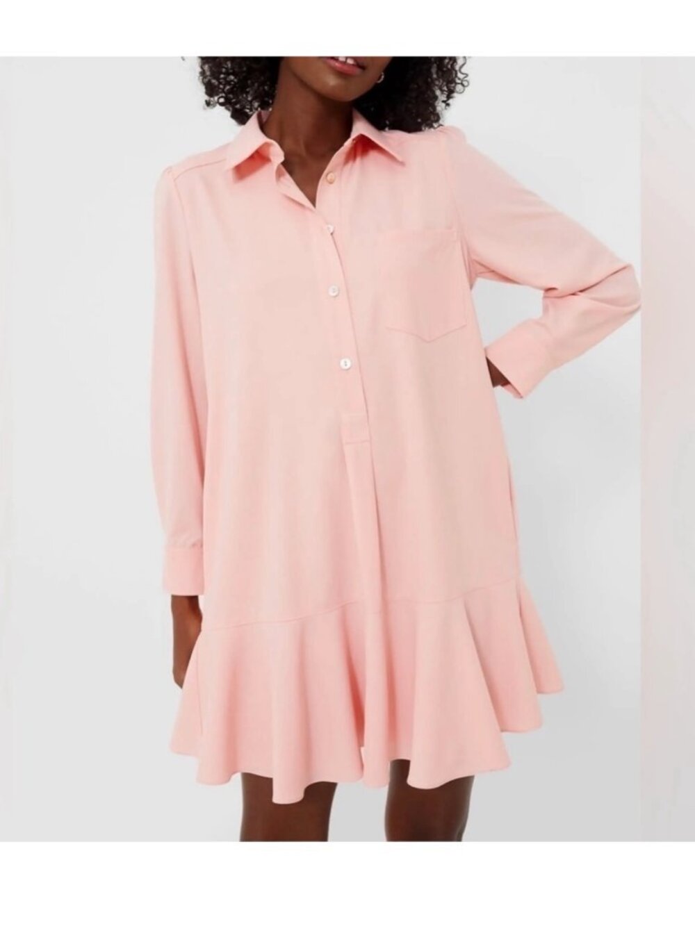 TUCKERNUCK Peach Pink Callahan Collared Button Down Shirt Dress Size M
